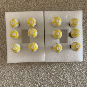 Anthropologie Yellow Polkadot Brass Ceramic Drawer Pulls - 12
